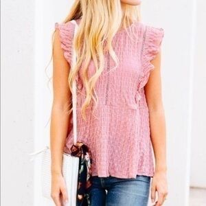 So Perla Mauve Sleeveless Ruffle Top